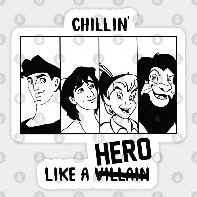 Chillin like a Hero - Aladdin, Peter Pan, Simba, Hercules Sticker by TheTreasureStash